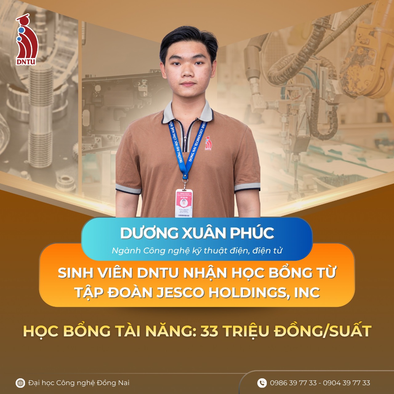 VINH DANH SINH VIÊN DNTU XUẤT SẮC NHẬN HỌC BỔNG TỪ JESCO Holdings, Inc.